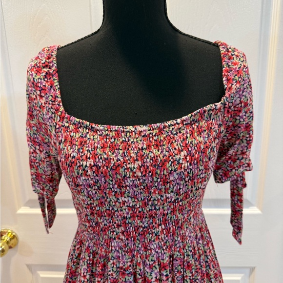 American Eagle Outfitters Pink Floral Smocked Mini Dress - Picture 2 of 6